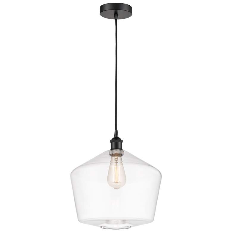 Image 1 Cindyrella 12" Matte Black Mini Pendant w/ Clear Shade
