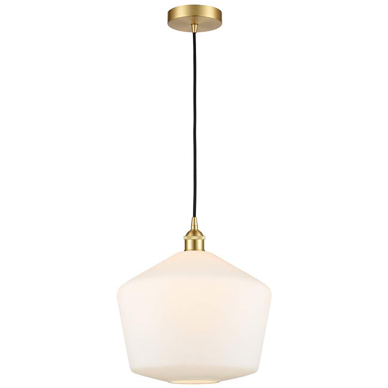Image 1 Cindyrella 12" Satin Gold Mini Pendant w/ Cased Matte White Shade