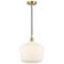 Cindyrella 12" Satin Gold Mini Pendant w/ Cased Matte White Shade