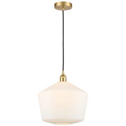 Cindyrella 12" Satin Gold Mini Pendant w/ Cased Matte White Shade