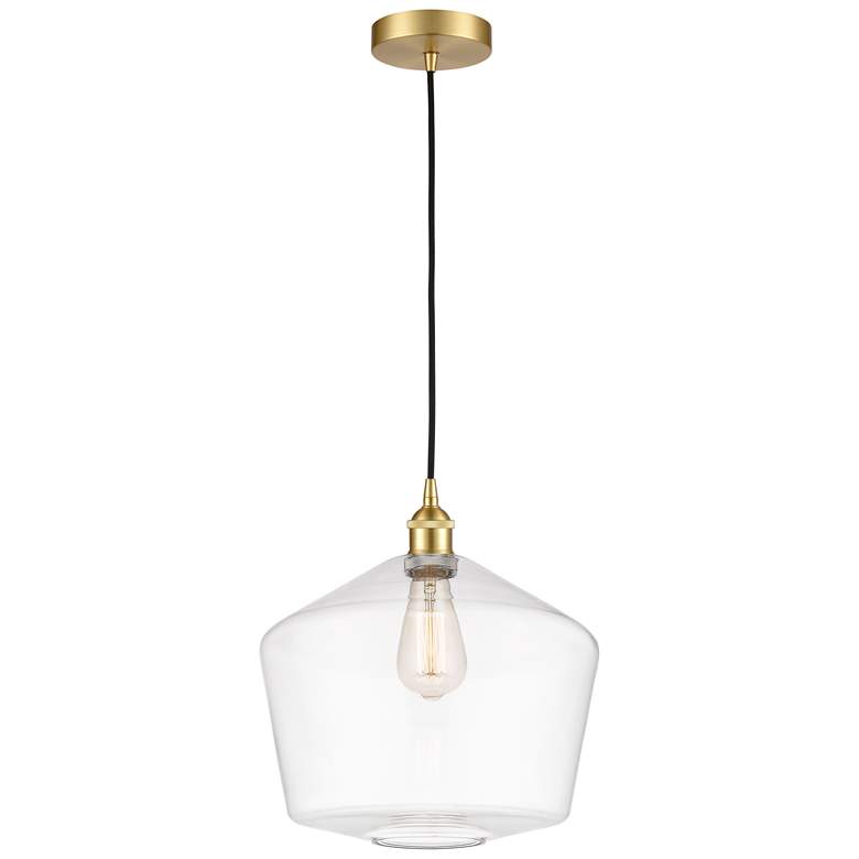 Image 1 Cindyrella 12" Satin Gold Mini Pendant w/ Clear Shade