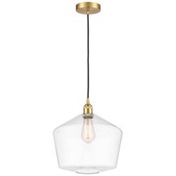 Cindyrella 12" Satin Gold Mini Pendant w/ Clear Shade