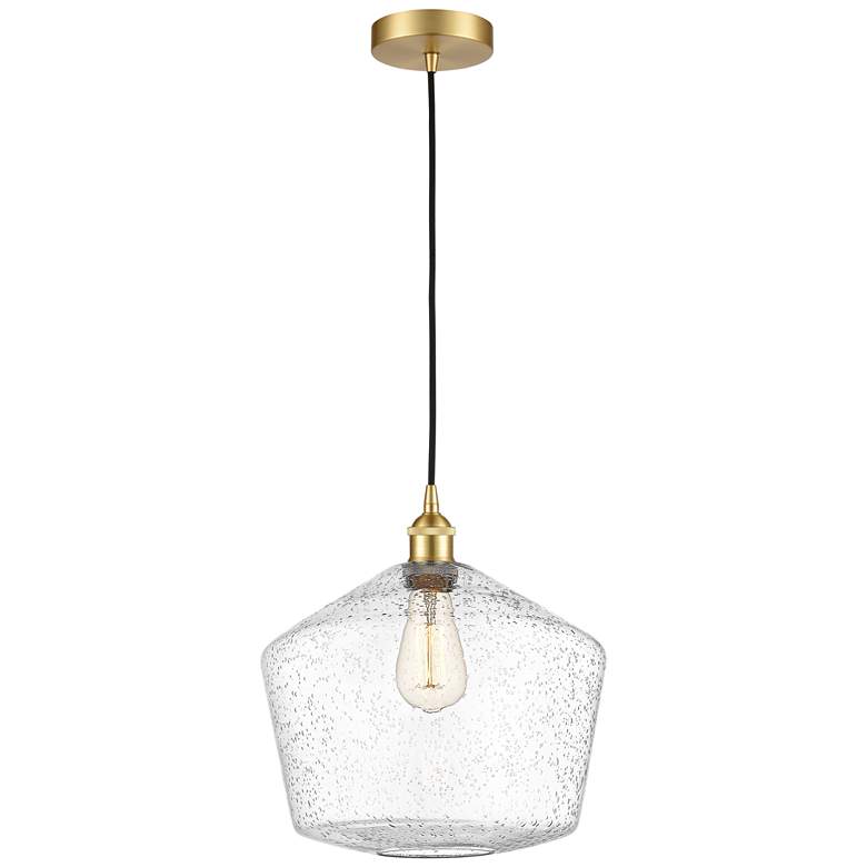 Image 1 Cindyrella 12" Satin Gold Mini Pendant w/ Seedy Shade