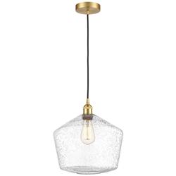 Cindyrella 12" Satin Gold Mini Pendant w/ Seedy Shade