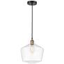 Cindyrella 12" Wide Black Brass Corded Mini Pendant w/ Clear Shade