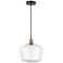 Cindyrella 12" Wide Black Brass Corded Mini Pendant w/ Seedy Shade