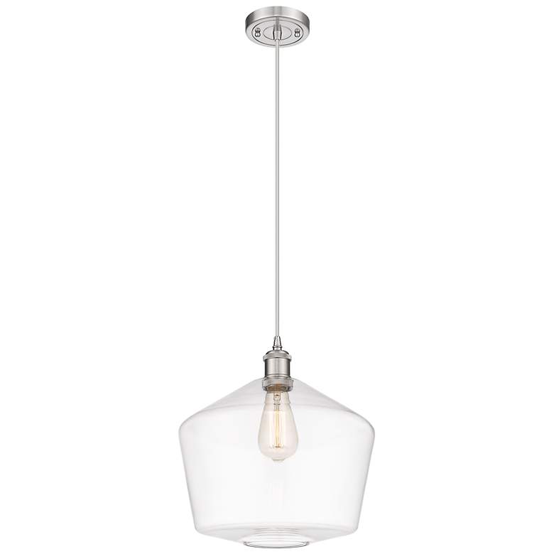 Image 1 Cindyrella 12"W Brushed Nickel Mini Pendant w/ Clear Shade