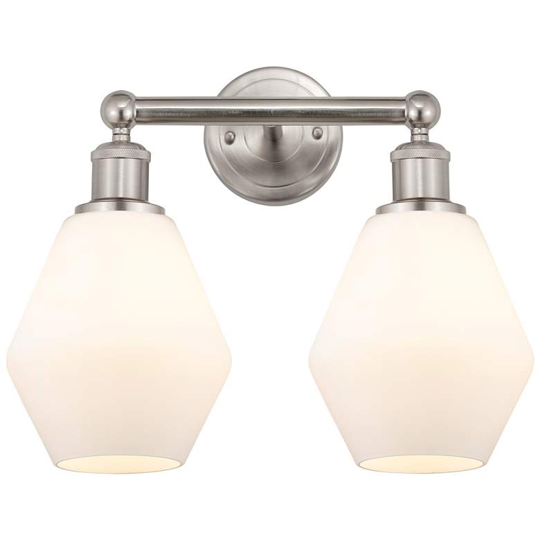Image 1 Cindyrella 15" 2-Light Brushed Satin Nickel Bath Light w/ Cased White
