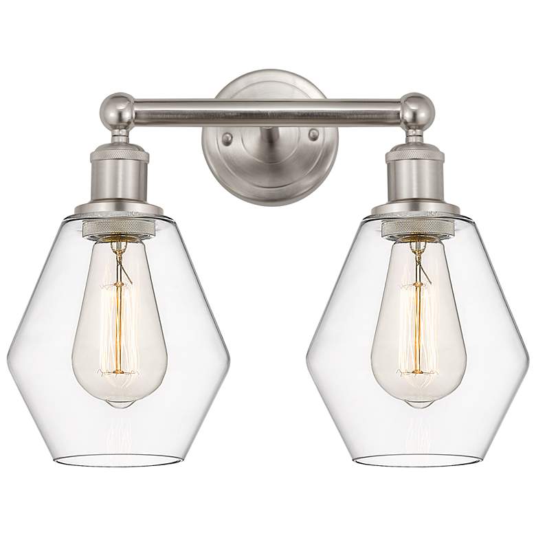 Image 1 Cindyrella 15" 2-Light Brushed Satin Nickel Bath Light w/ Clear Shade