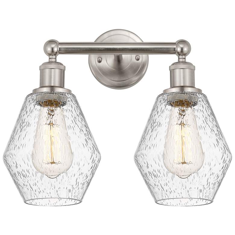 Image 1 Cindyrella 15" 2-Light Brushed Satin Nickel Bath Light w/ Seedy Shade