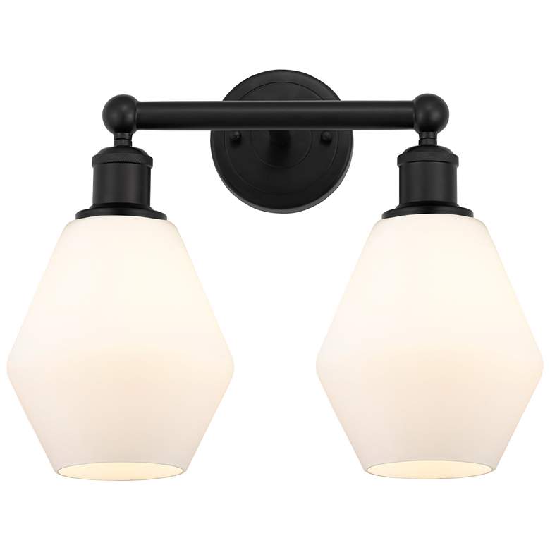 Image 1 Cindyrella 15" 2-Light Matte Black Bath Light w/ Cased Matte White Sha