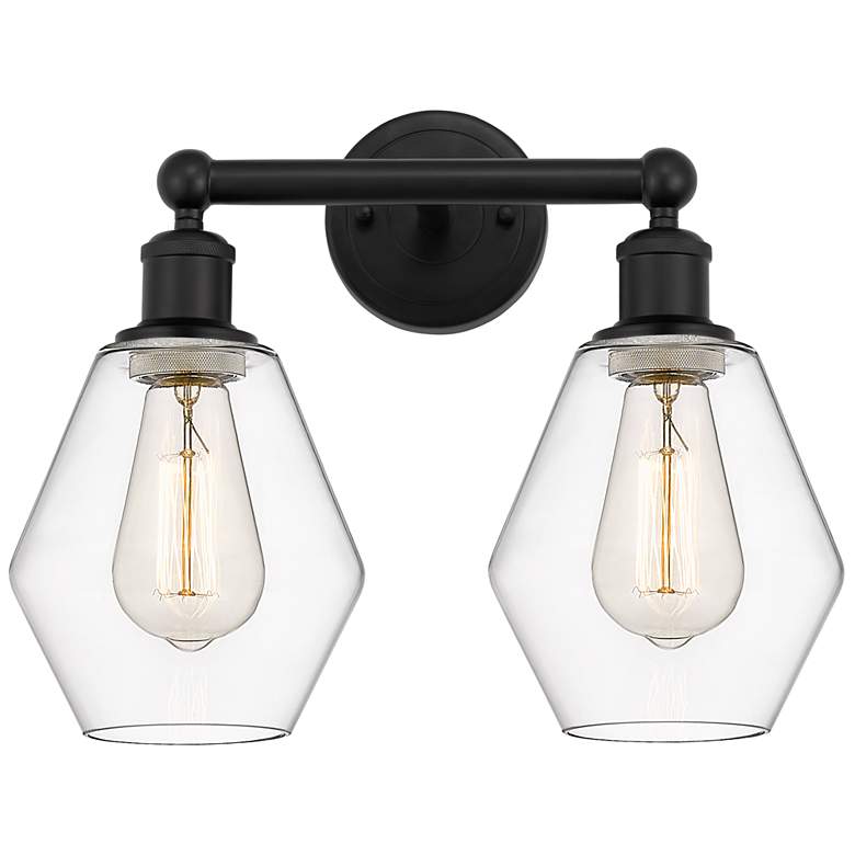 Image 1 Cindyrella 15" 2-Light Matte Black Bath Light w/ Clear Shade