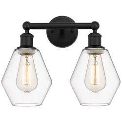 Cindyrella 15" 2-Light Matte Black Bath Light w/ Clear Shade