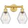Cindyrella 15" Wide 2 Light Satin Gold Bath Vanity Light With Seedy Sh