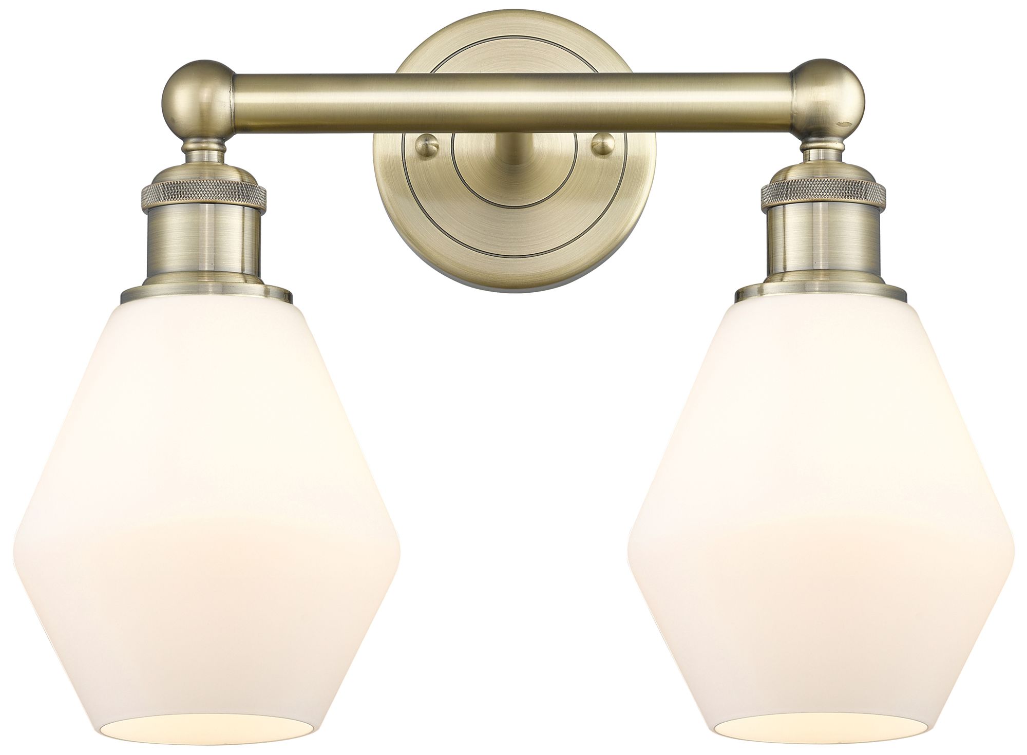 Cindyrella 15"W 2 Light Antique Brass Bath Light With Cased White Shad