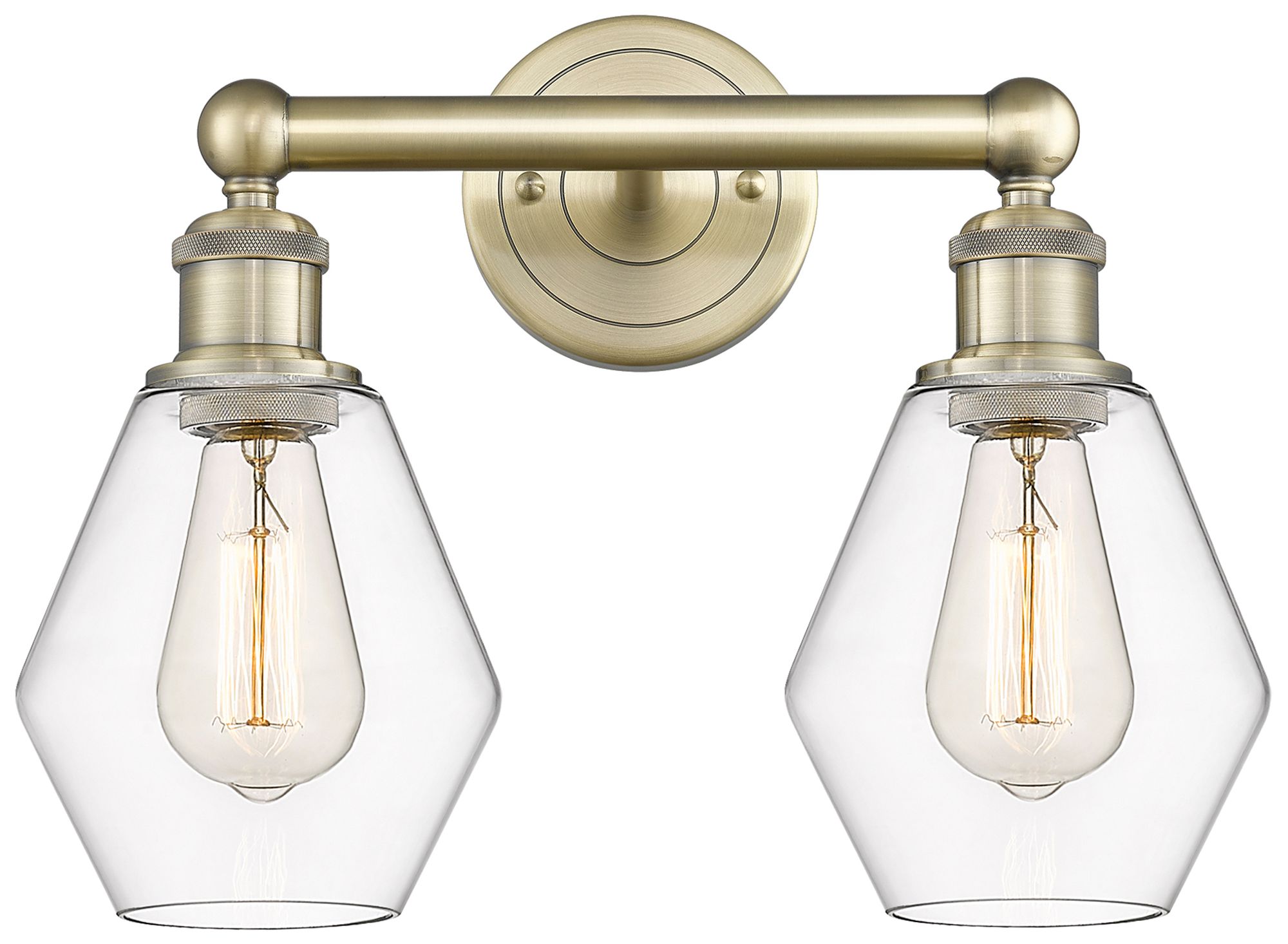Cindyrella 15"W 2 Light Antique Brass Bath Vanity Light With Clear Sha