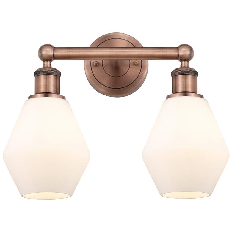 Image 1 Cindyrella 15"W 2 Light Antique Copper Bath Light With Cased White Sha