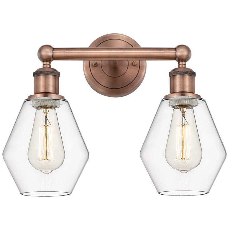 Image 1 Cindyrella 15"W 2 Light Antique Copper Bath Vanity Light With Clear Sh