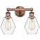 Cindyrella 15"W 2 Light Antique Copper Bath Vanity Light With Clear Sh