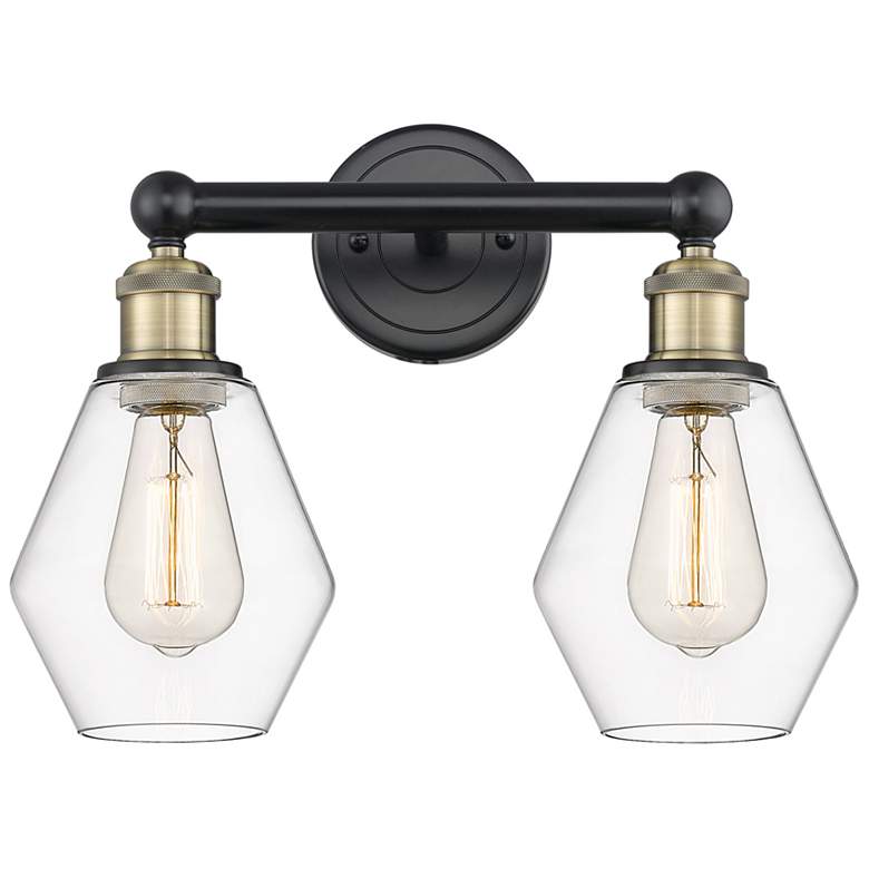 Image 1 Cindyrella 15"W 2 Light Black Antique Brass Bath Light With Clear Shad