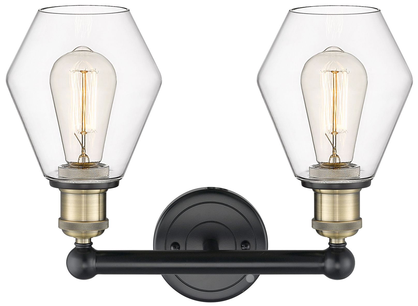 Image 2 Cindyrella 15"W 2 Light Black Antique Brass Bath Light With Clear Shad more views