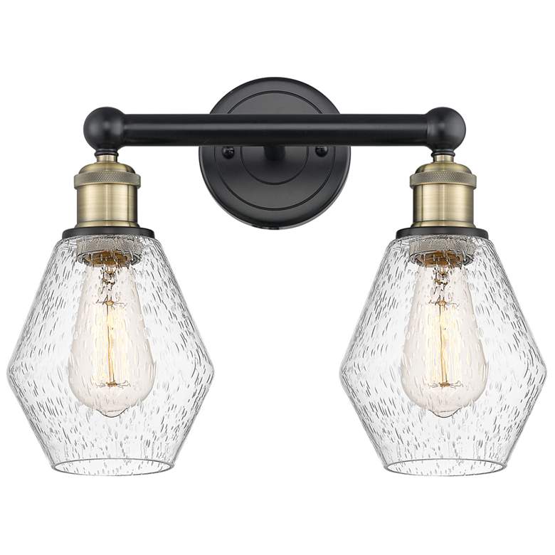 Image 1 Cindyrella 15"W 2 Light Black Antique Brass Bath Light With Seedy Shad