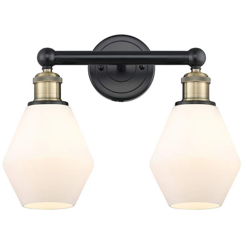 Image 1 Cindyrella 15"W 2 Light Black Brass Bath Light With Cased White Shade
