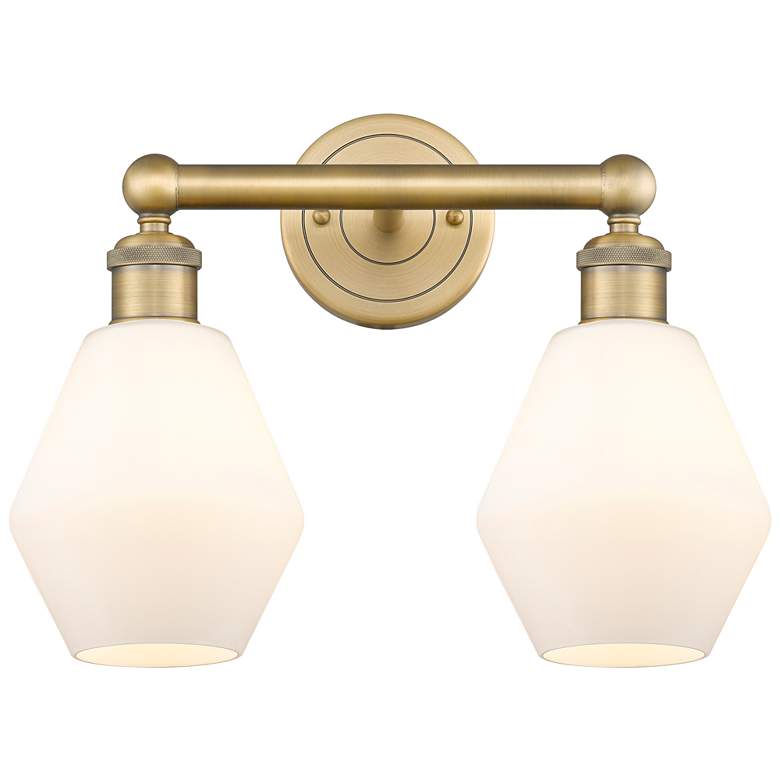 Image 1 Cindyrella 15"W 2 Light Brushed Brass Bath Light With Cased White Shad