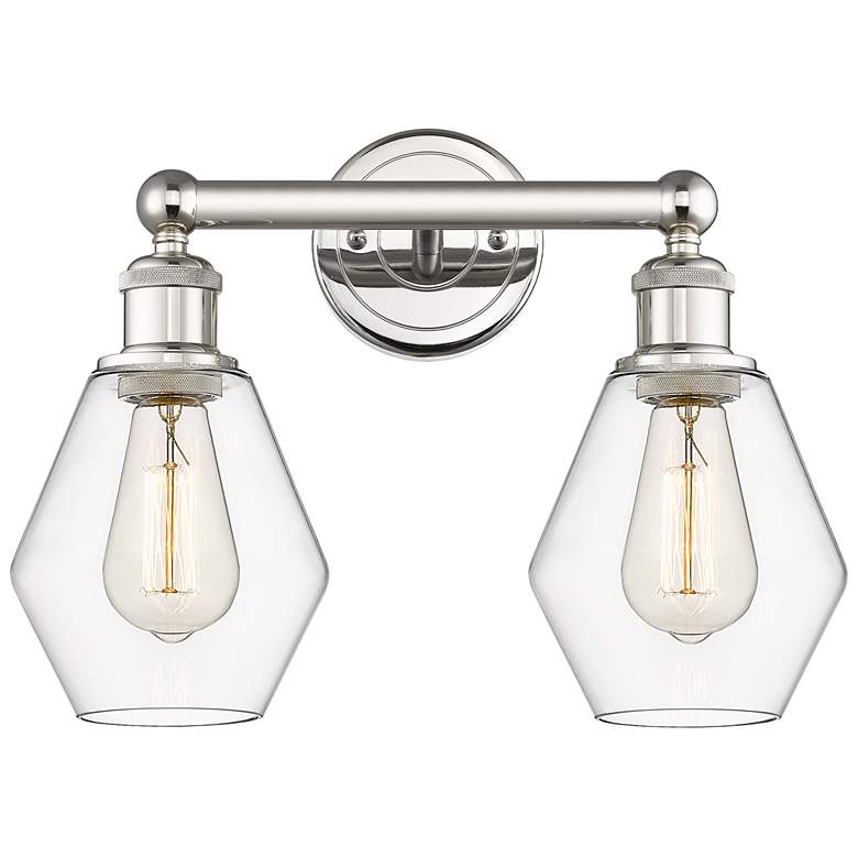 Image 1 Cindyrella 15"W 2 Light Polished Nickel Bath Vanity Light With Clear S