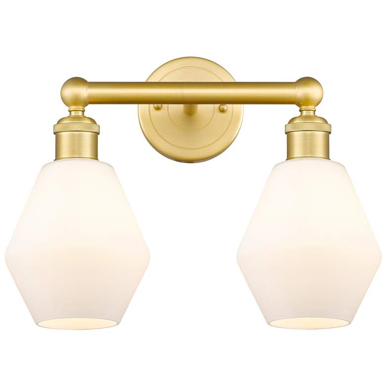 Image 1 Cindyrella 15"W 2 Light Satin Gold Bath Vanity Light With Cased White