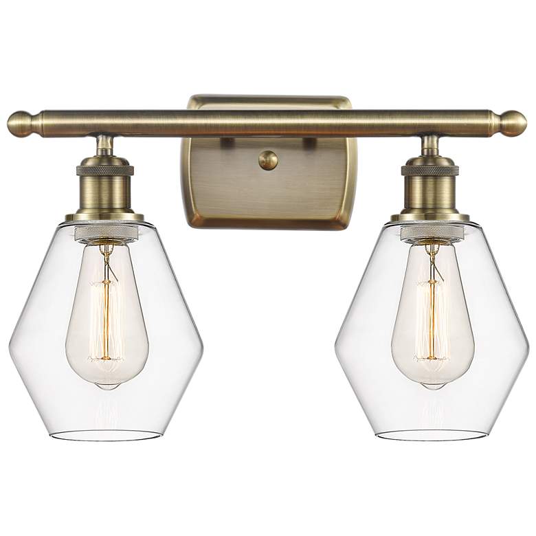 Image 1 Cindyrella 16" Wide 2 Light Antique Brass Bath Vanity Light w/ Clear S