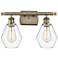 Cindyrella 16" Wide 2 Light Antique Brass Bath Vanity Light w/ Clear S