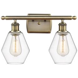 Cindyrella 16" Wide 2 Light Antique Brass Bath Vanity Light w/ Clear S