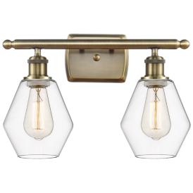 Cindyrella 16" Wide 2 Light Antique Brass Bath Vanity Light w/ Clear S Cindyrella 16" Wide 2 Light Antique Brass Bath Vanity Light w/ Clear S