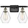 Cindyrella 16" Wide 2 Light Black Brass Bath Vanity Light w/ Clear Sha