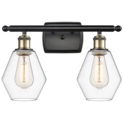 Cindyrella 16" Wide 2 Light Black Brass Bath Vanity Light w/ Clear Sha