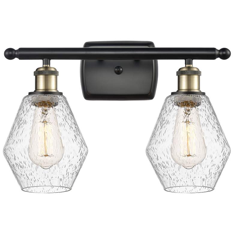 Image 1 Cindyrella 16" Wide 2 Light Black Brass Bath Vanity Light w/ Seedy Sha