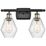 Cindyrella 16" Wide 2 Light Black Brass Bath Vanity Light w/ Seedy Sha