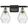 Cindyrella 16" Wide 2 Light Black Brass Bath Vanity Light w/ Seedy Sha