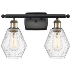 Cindyrella 16" Wide 2 Light Black Brass Bath Vanity Light w/ Seedy Sha