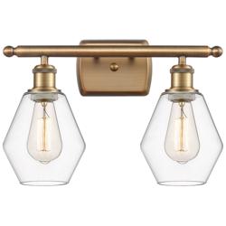 Cindyrella 16" Wide 2 Light Brushed Brass Bath Vanity Light w/ Clear S