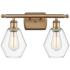 Cindyrella 16" Wide 2 Light Brushed Brass Bath Vanity Light w/ Clear S