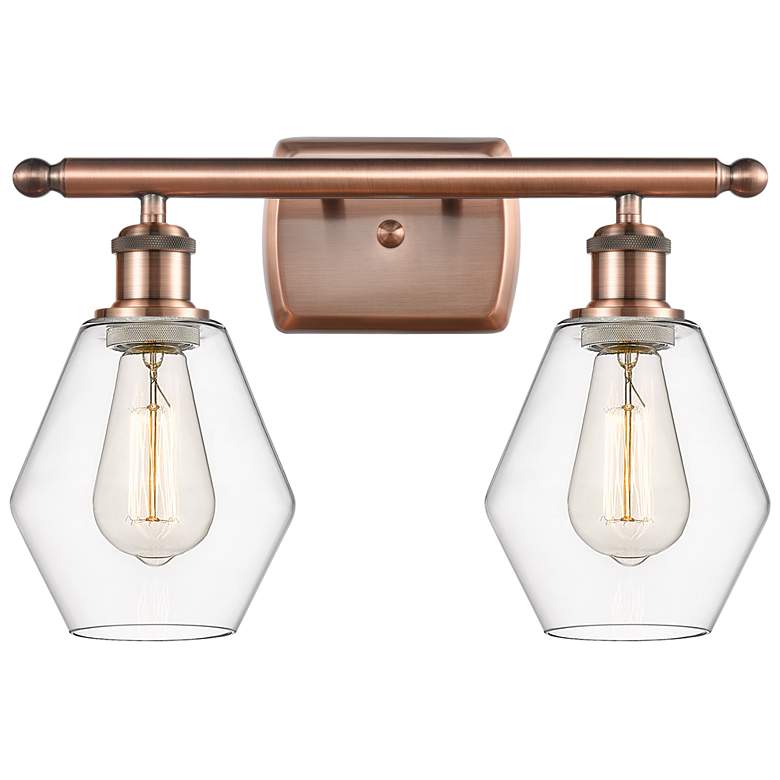 Image 1 Cindyrella 16" Wide 2 Light Copper Bath Vanity Light w/ Clear Shade