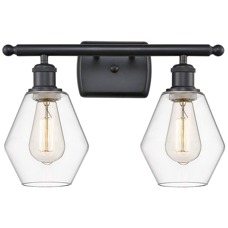 Image 1 Cindyrella 16" Wide 2 Light Matte Black Bath Vanity Light w/ Clear Sha