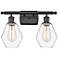 Cindyrella 16" Wide 2 Light Matte Black Bath Vanity Light w/ Clear Sha