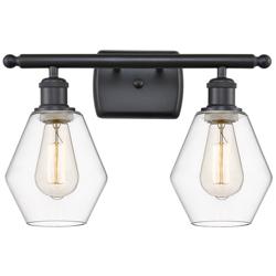 Cindyrella 16" Wide 2 Light Matte Black Bath Vanity Light w/ Clear Sha