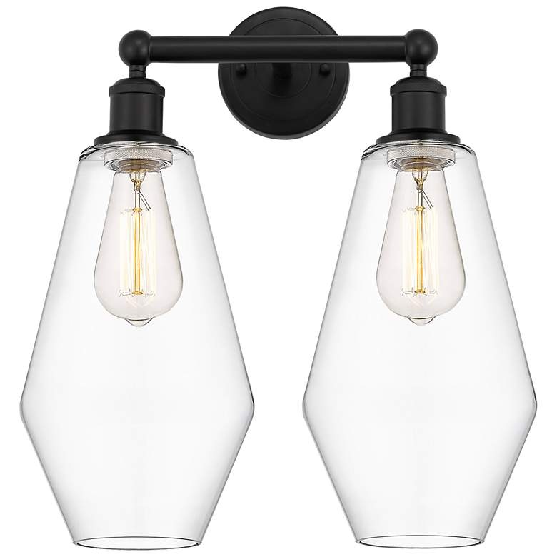 Image 1 Cindyrella 16" Wide 2 Light Matte Black Bath Vanity Light With Clear S