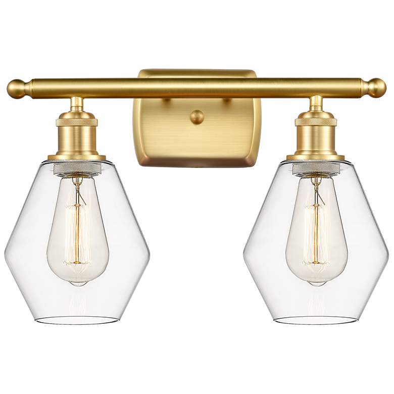 Image 1 Cindyrella 16" Wide 2 Light Satin Gold Bath Vanity Light w/ Clear Shad