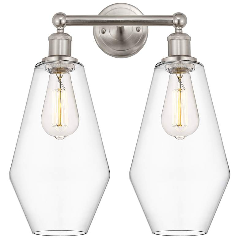 Image 1 Cindyrella 16" Wide 2 Light Satin Nickel Bath Vanity Light With Clear