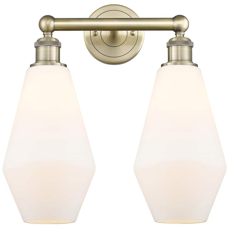 Image 1 Cindyrella 16"W 2 Light Antique Brass Bath Light With Cased White Shad